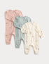 3 Pack Cotton Rich Woodland Print Sleepsuits (6&