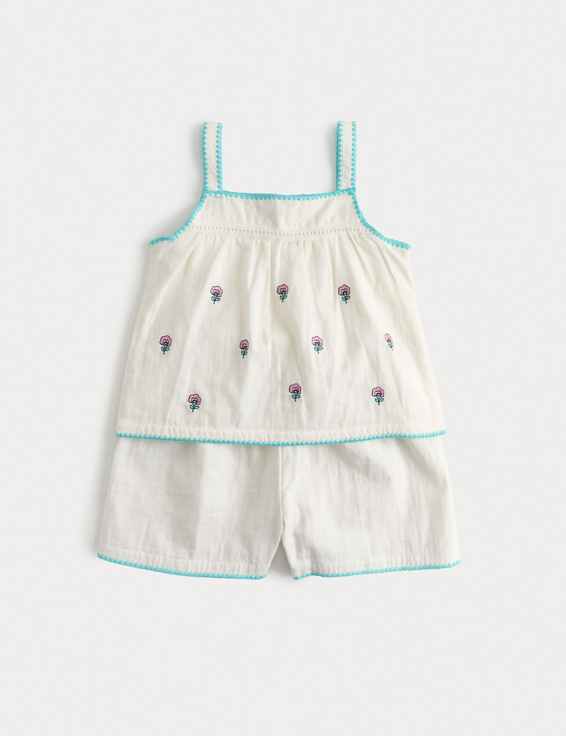 Kids’ Pure Cotton Embroidered Short Pyjamas (1-8 Yrs)