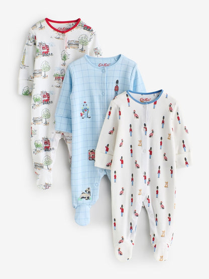 Blue/White Cath Kidston Baby Sleepsuits 3 Pack