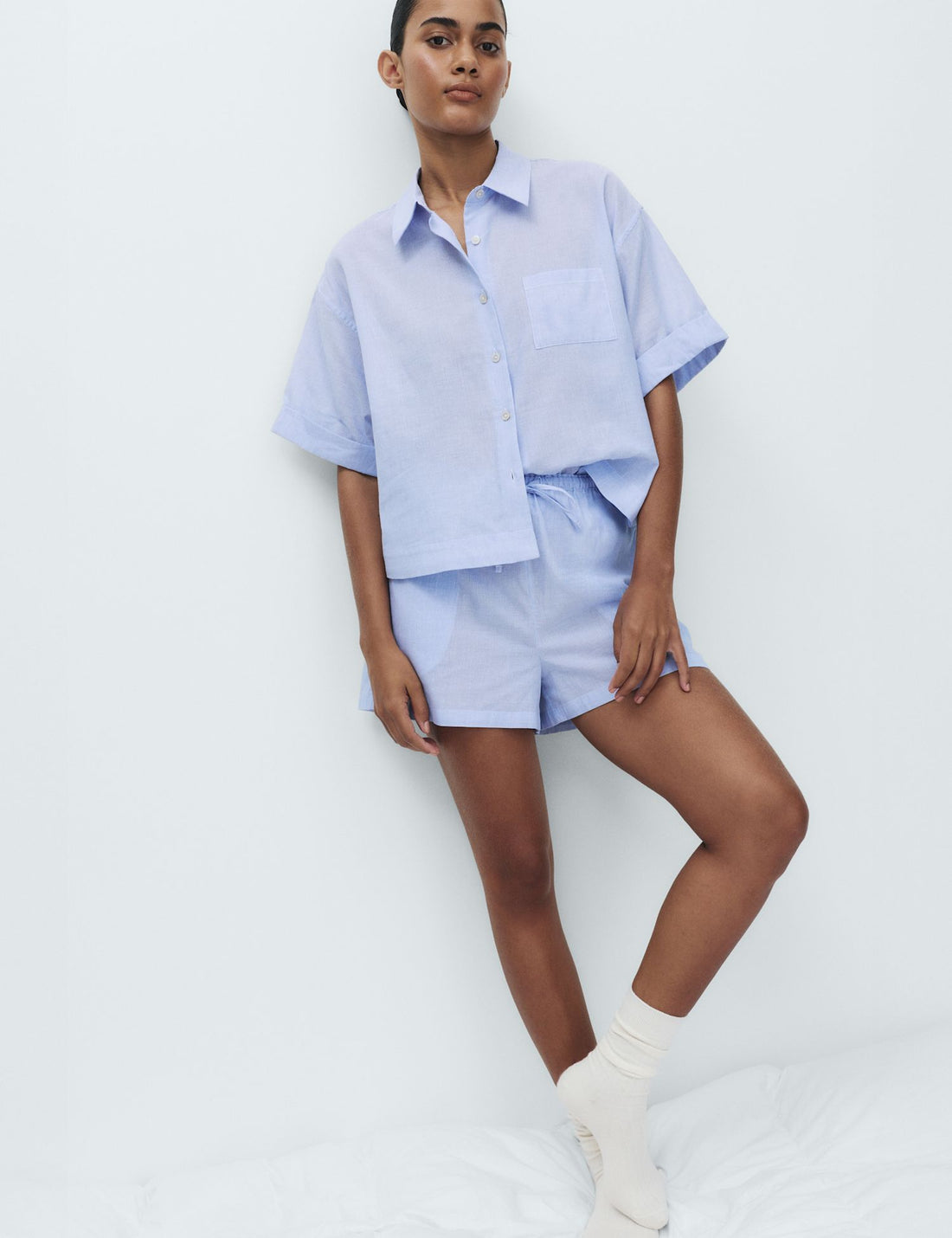 Pure Cotton Woven Striped Pyjama Shorts
