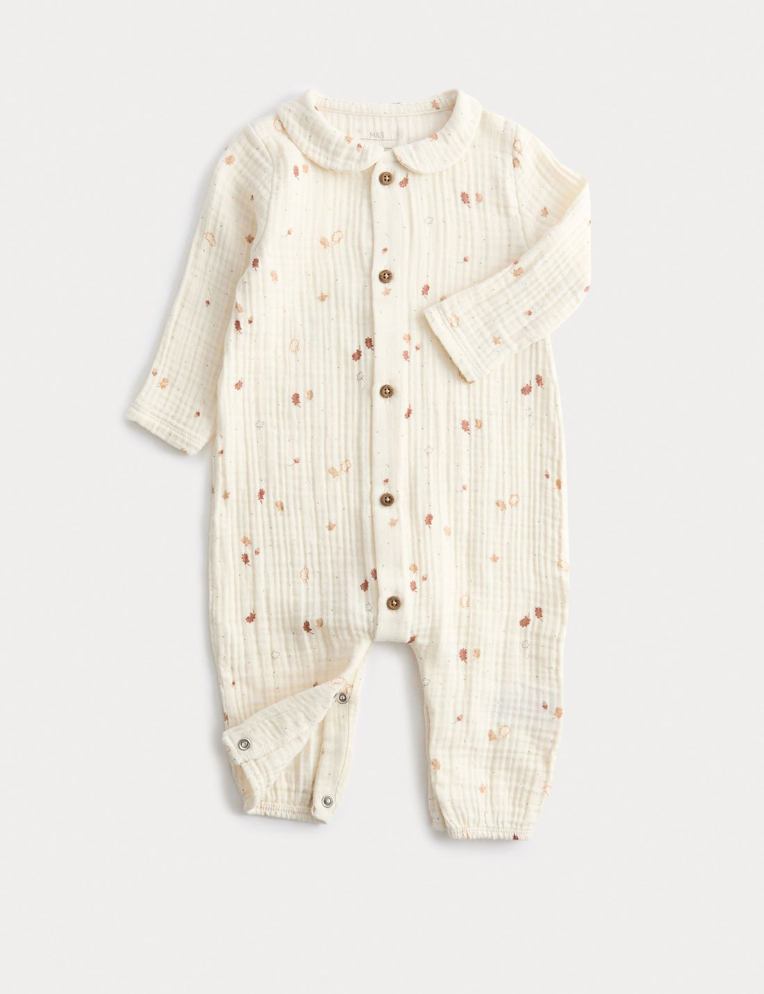 Pure Cotton Woven Leaf Collared All In One (0-12 Mths) - IVORY MIX / 9-12 Months