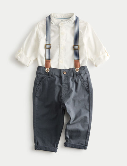 3pc Cotton Rich Top &amp;amp; Bottom Outfit (0-36 Mths) - WHITE MIX / 12-18 Months