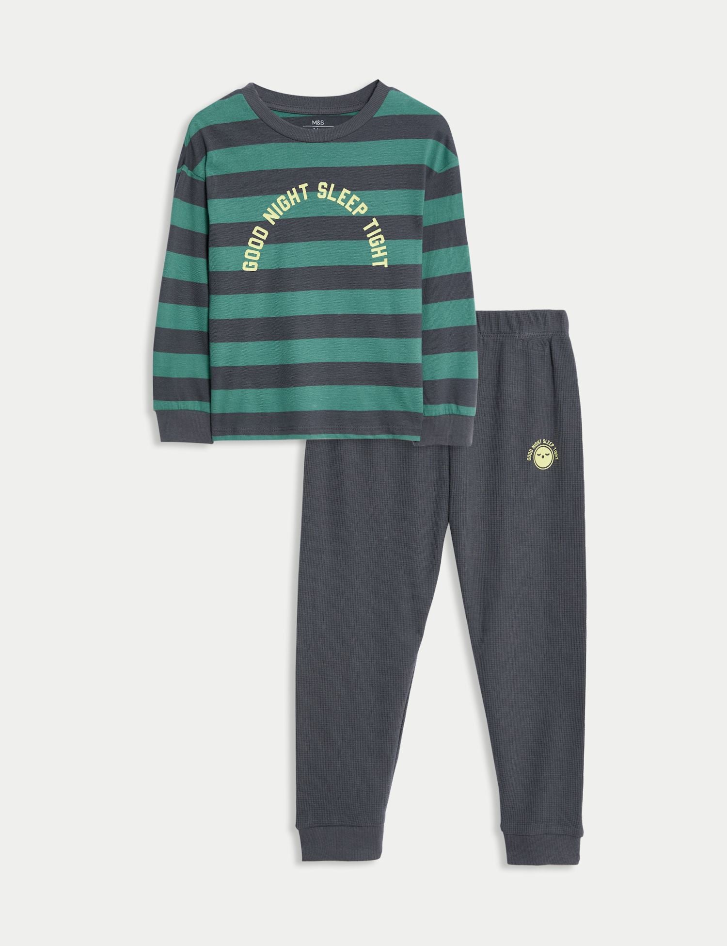 Pure Cotton Slogan Striped Pyjamas (12 Mths-8 Yrs)