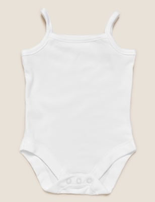5 Pack Pure Cotton Strappy Bodysuits (6½lbs-3 Yrs)