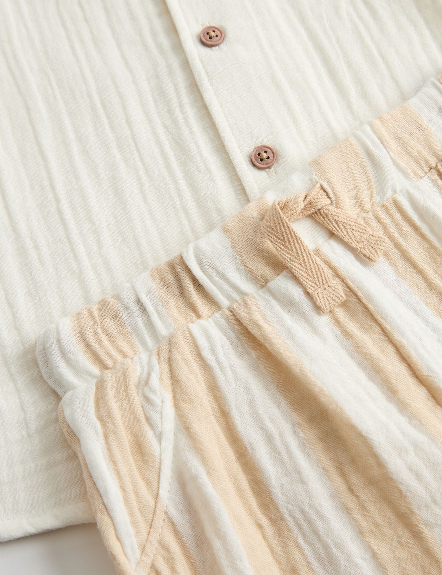 2 Piece Double Cloth Shirt and Striped Shorts Outfit (0-5 Yrs)