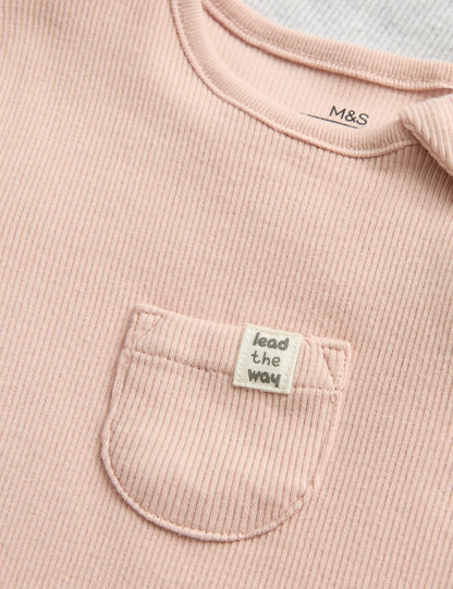 3 Pack Cotton Rich Ribbed Sleepsuits (6½lbs-3 Yrs)