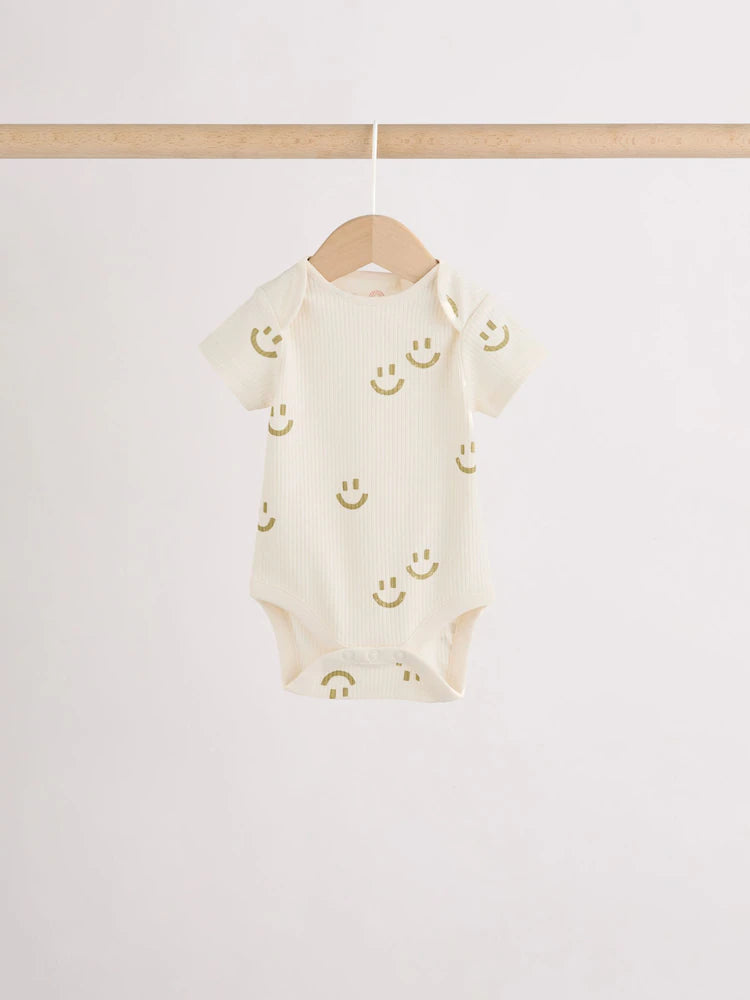 Multi Short Sleeve Baby Bodysuits 5 Pack
