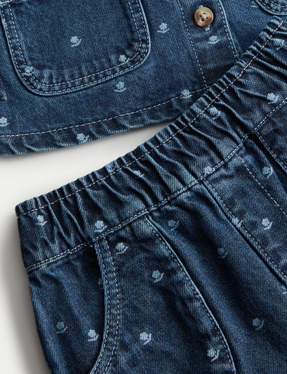 2pc Pure Cotton Denim Outfit (0-6 Yrs)