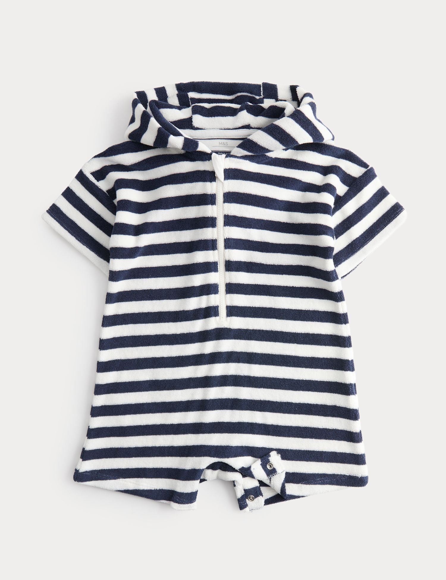 Pure Cotton Striped Towelling All in One (0-3 Yrs) - NAVY / 18-36 Months