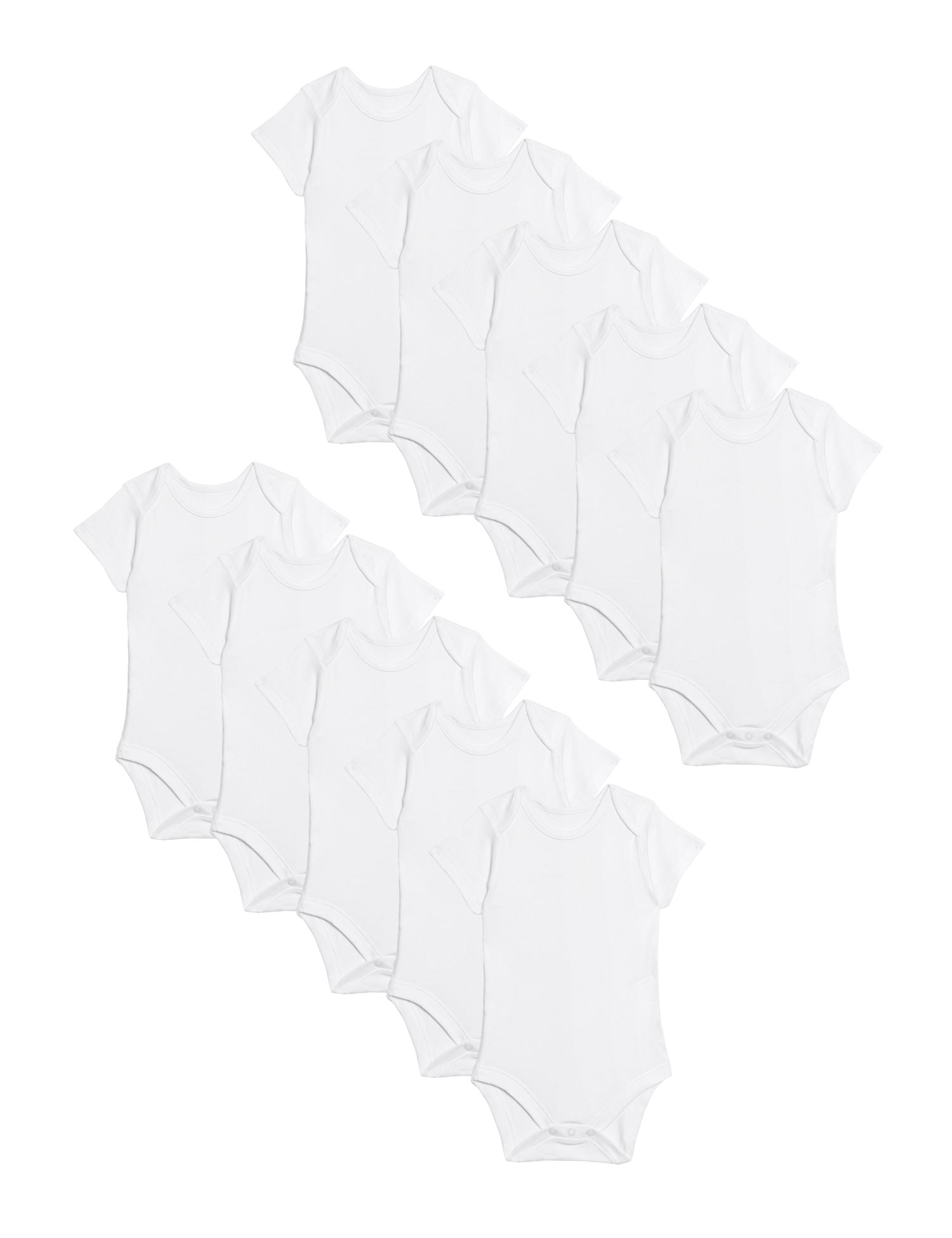 10 Pack Pure Cotton Short Sleeve Bodysuits (6½lbs-3 Yrs)