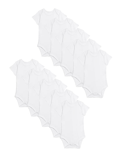 10 Pack Pure Cotton Short Sleeve Bodysuits (6½lbs-3 Yrs)