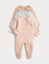 3 Pack Cotton Rich Ribbed Sleepsuits (6&
