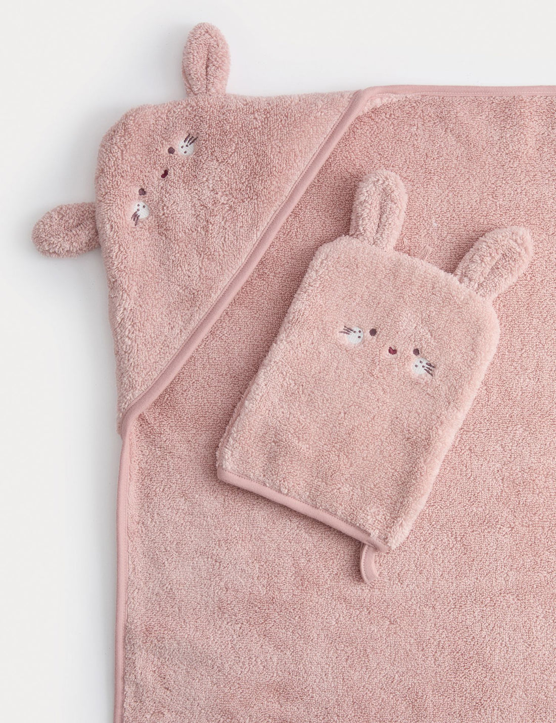 Pure Cotton Bunny Hooded Towel - PINK / 1SIZE