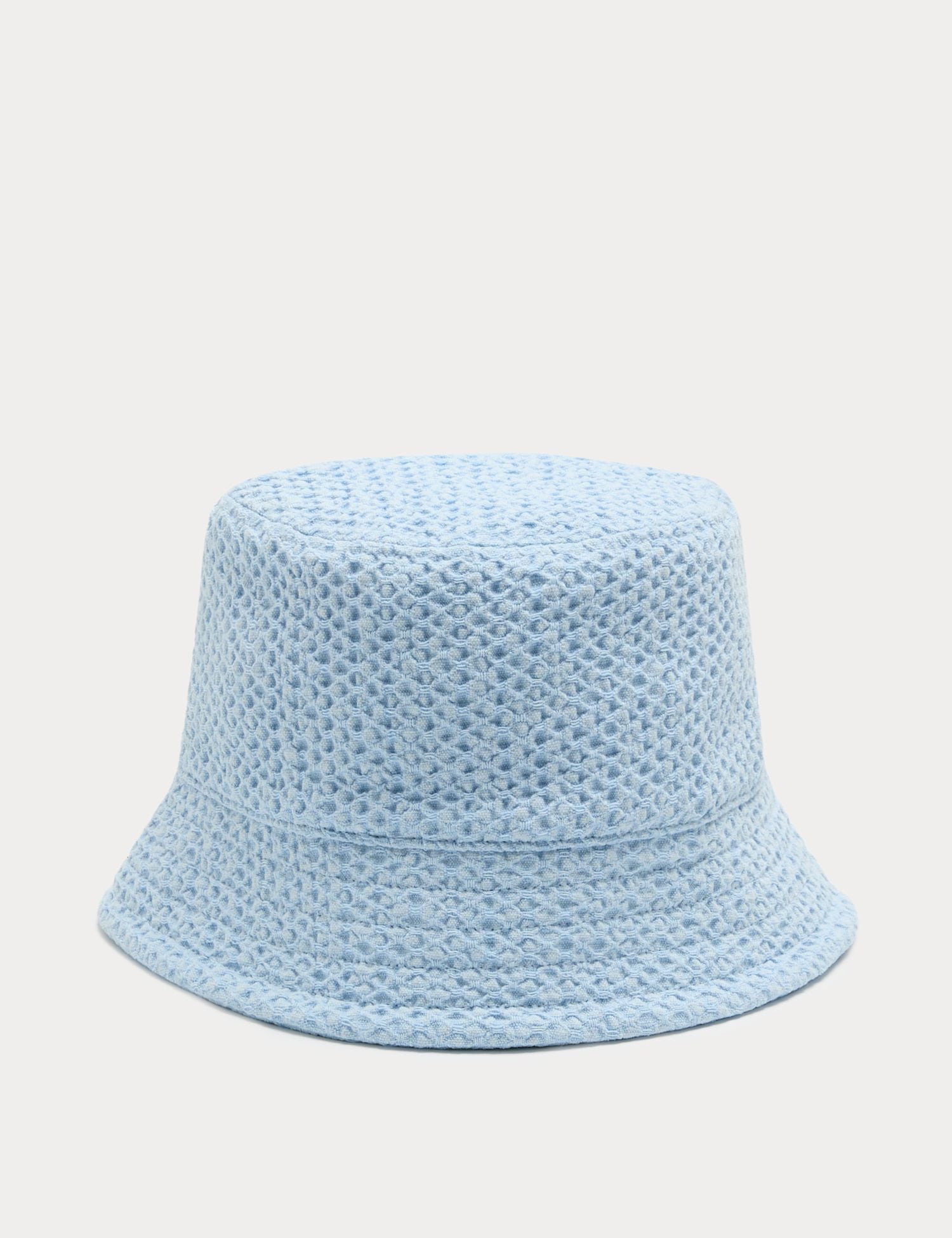 Pure Cotton Textured Bucket Hat - WHITE / Small-Medium