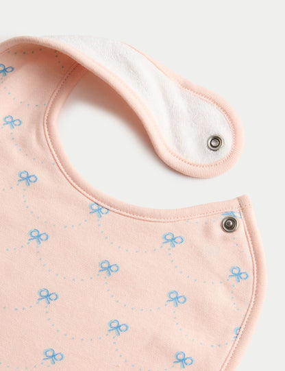 5 Pack Cotton Rich Bow Dribble Bibs