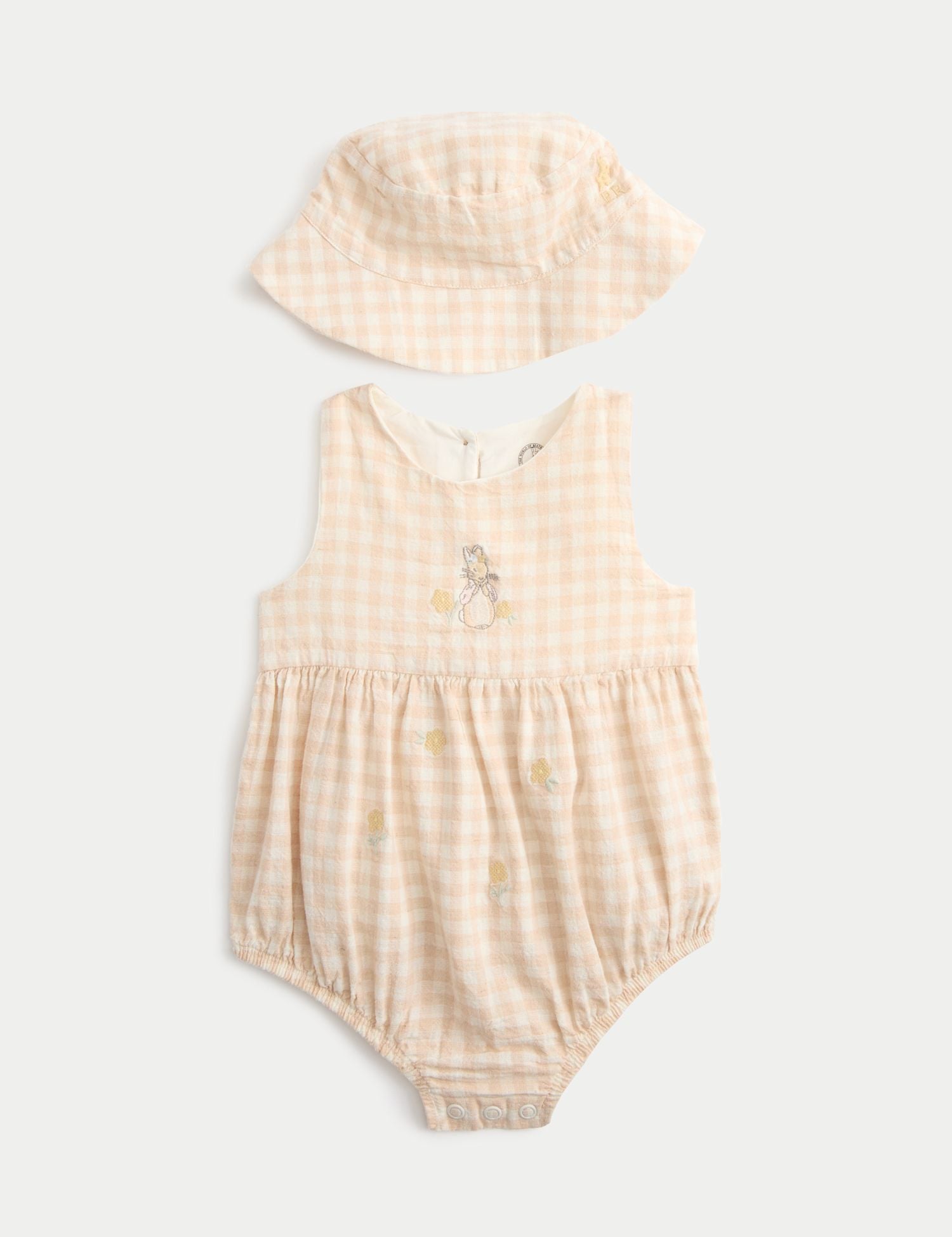 2 Piece Peter Rabbit™ Flopsy Checked Paddler with Hat (0-24 Mths)