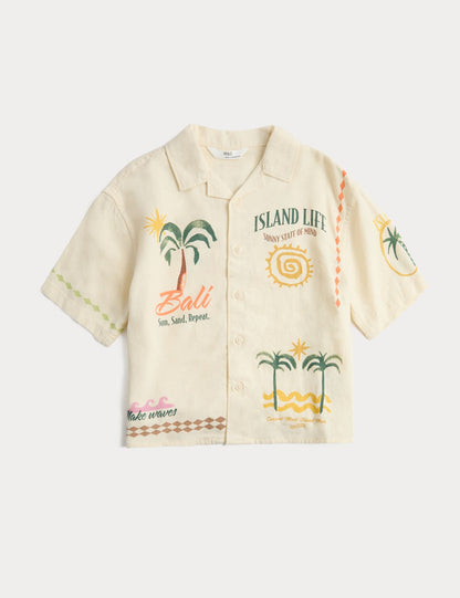 Linen Blend Print Shirt (2-8 Yrs) - MULTI / 2-3 Years