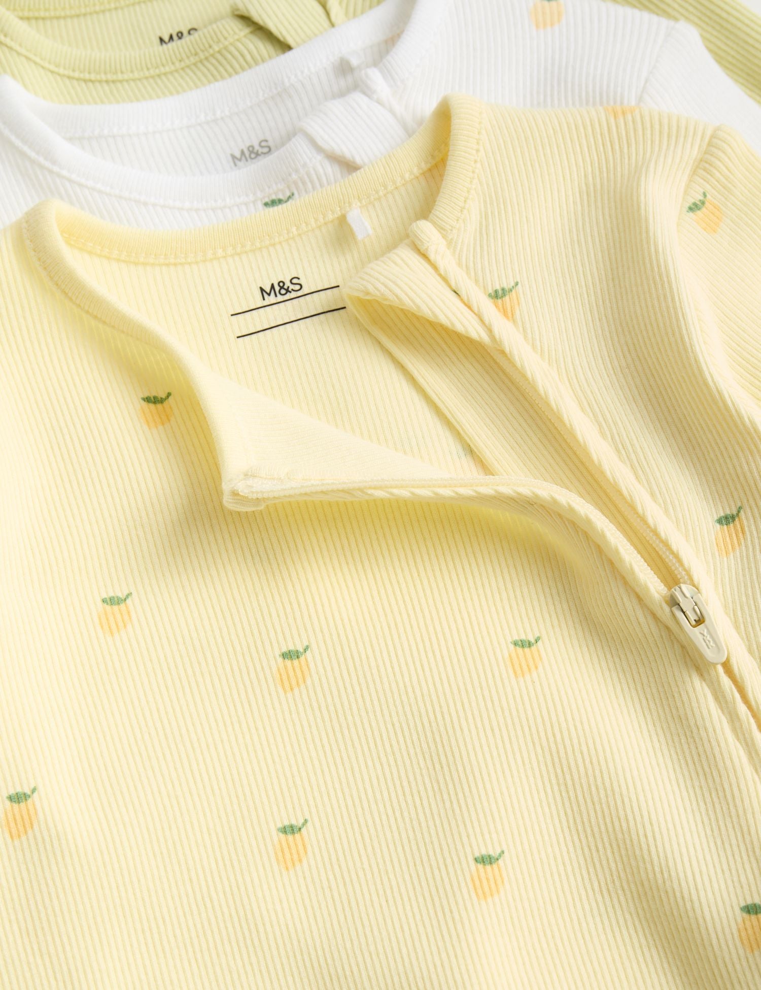 3 Pack Cotton Rich Lemon Sleepsuits (6½lbs-3 Yrs)