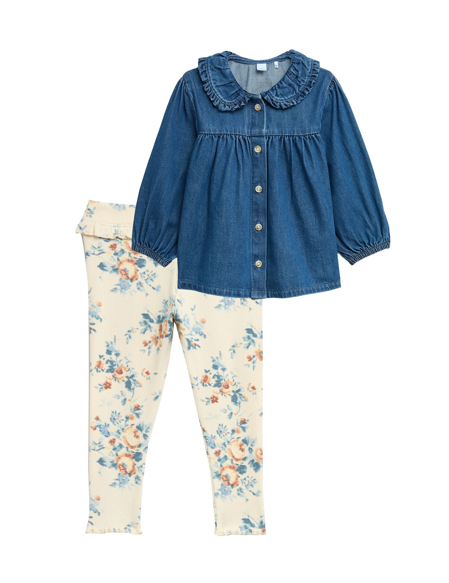 2pc Cotton Denim Blouse Outfit (0-6 Yrs)