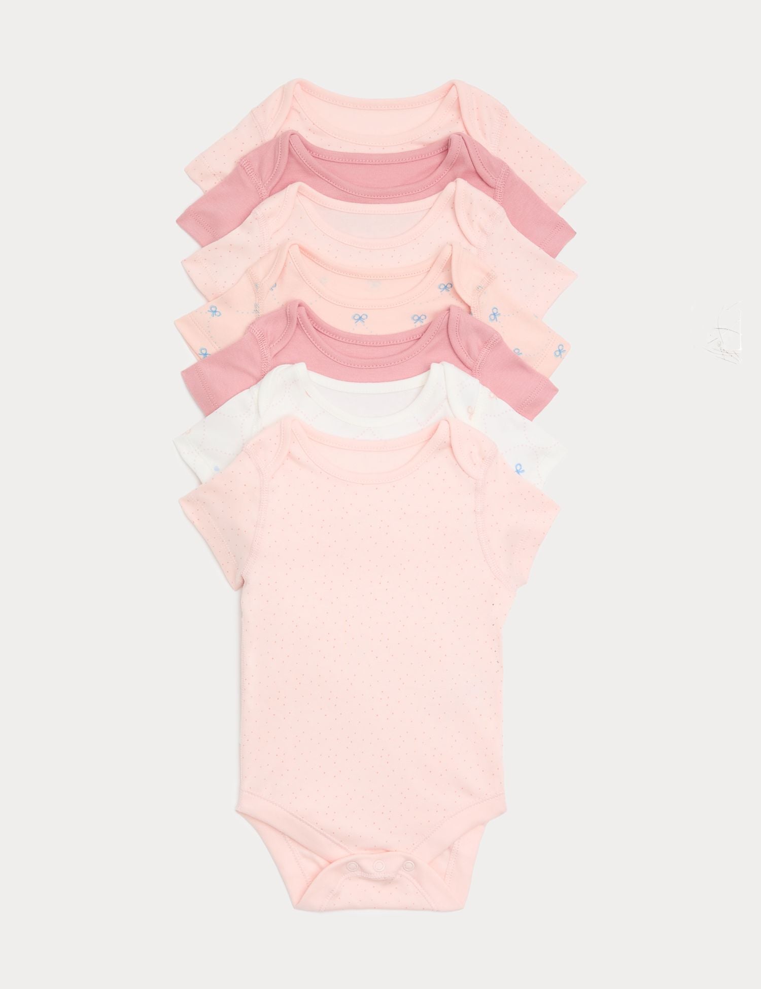 7 Pack Pure Cotton Bow Bodysuits (0-3 Yrs) - APRICOT MIX / 12-18 Months