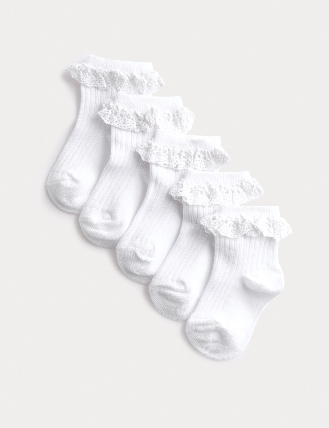 5 Pack Cotton Rich Frill Baby Socks - WHITE / 2-3 Years