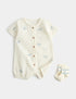 2 Piece Pure Cotton Romper &amp; Socks Outfit (7lbs-2 Yrs) - LIGHT CREAM / 9-12 Months