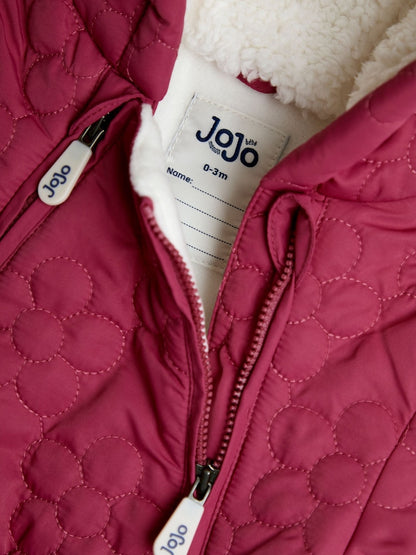 JoJo Maman Bébé Pink Floral Quilted Pramsuit