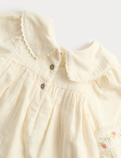 2 Piece Cotton Rich Embroidered Outfit (0-3 Yrs) - CREAM MIX / 12-18 Months