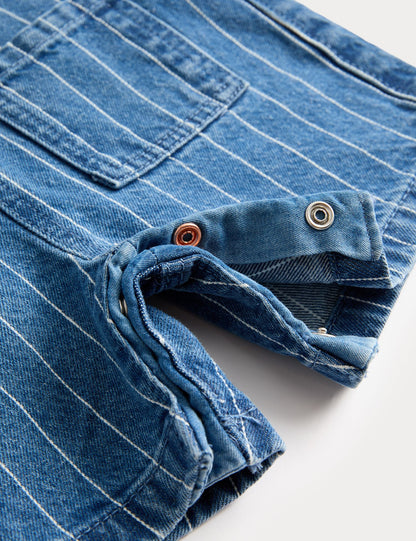 Denim Striped Bibshort with T-Shirt (0-3 Yrs)