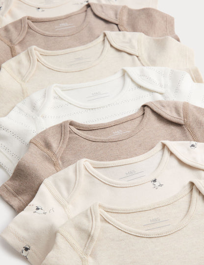 7 Pack Pure Cotton Sheep Bodysuits (5lbs-3 Yrs)