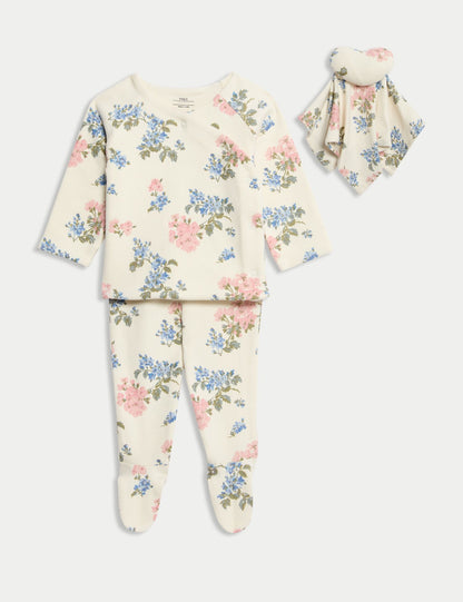 2pc Cotton Rich Floral Outfit (0-12 Mths) - IVORY MIX / 0-3 Months