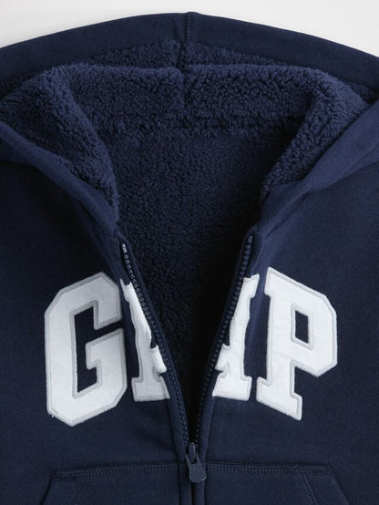 babygap logo sherpa zip hoodie