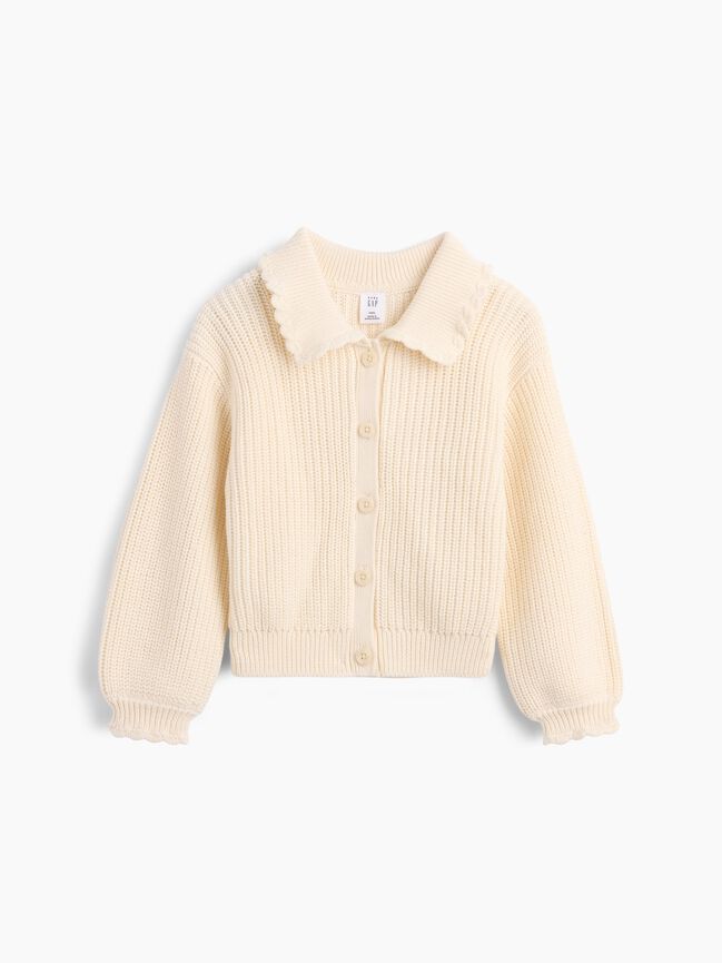Baby &amp; Toddler Collared Cardigan Sweater - Ivory Frost / 12-18M