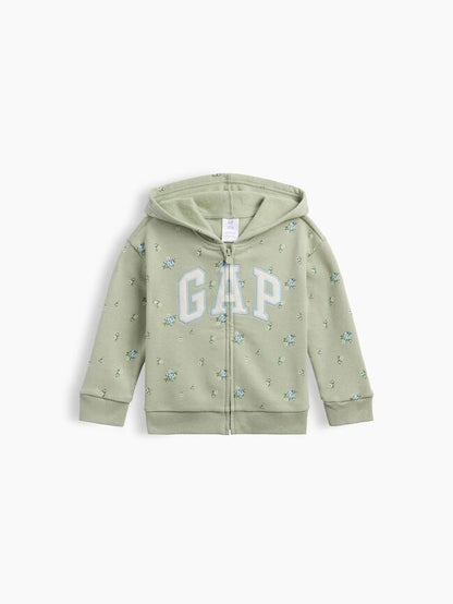 babyGap Relaxed Print Logo Hoodie - Sage Green Floral / 12-18M