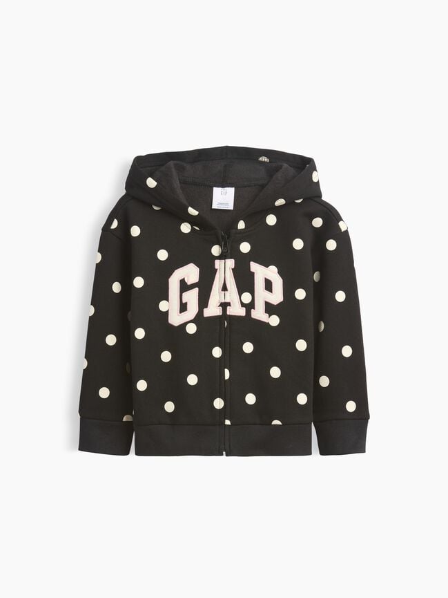 babyGap Relaxed Print Logo Hoodie - Black Polka Dot / 12-18M
