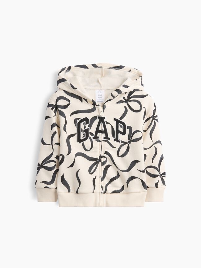 babyGap Relaxed Print Logo Hoodie - Ivory Frost / 12-18M