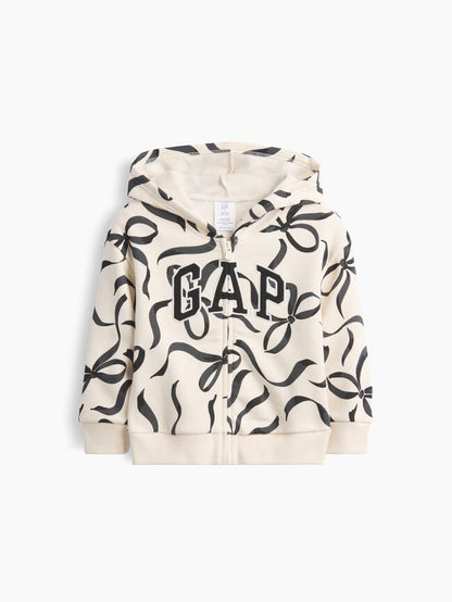 babyGap Relaxed Print Logo Hoodie - Ivory Frost / 12-18M