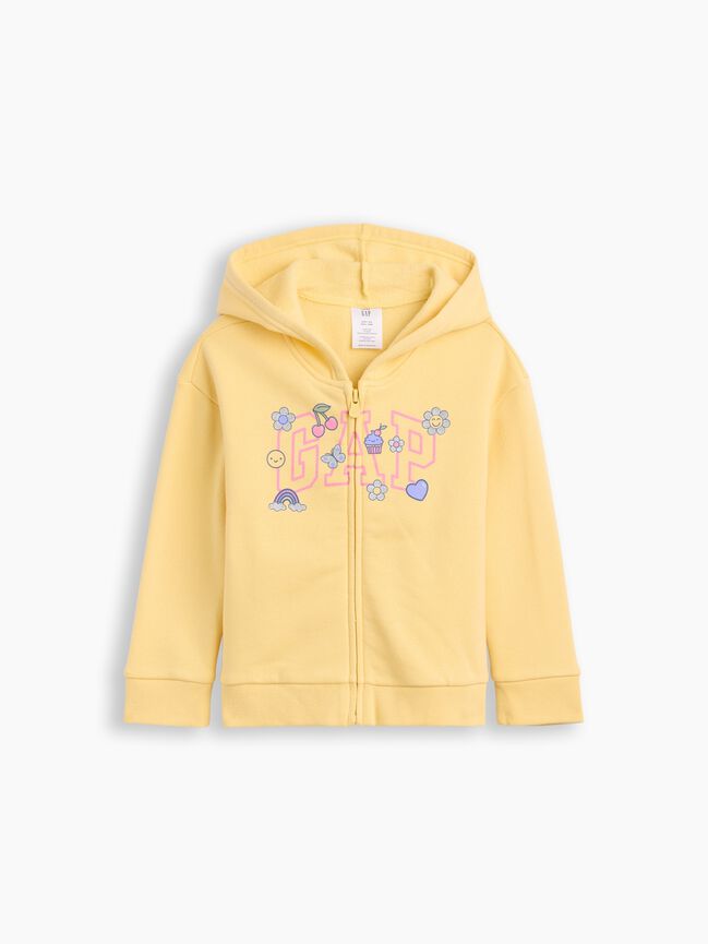 babyGap Relaxed Print Logo Hoodie - Havana Yellow / 12-18M