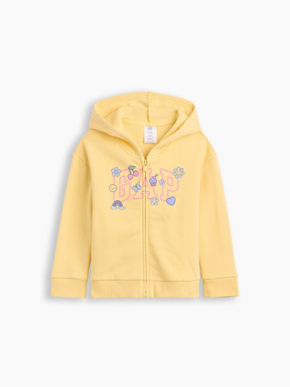 babyGap Relaxed Print Logo Hoodie - Havana Yellow / 12-18M