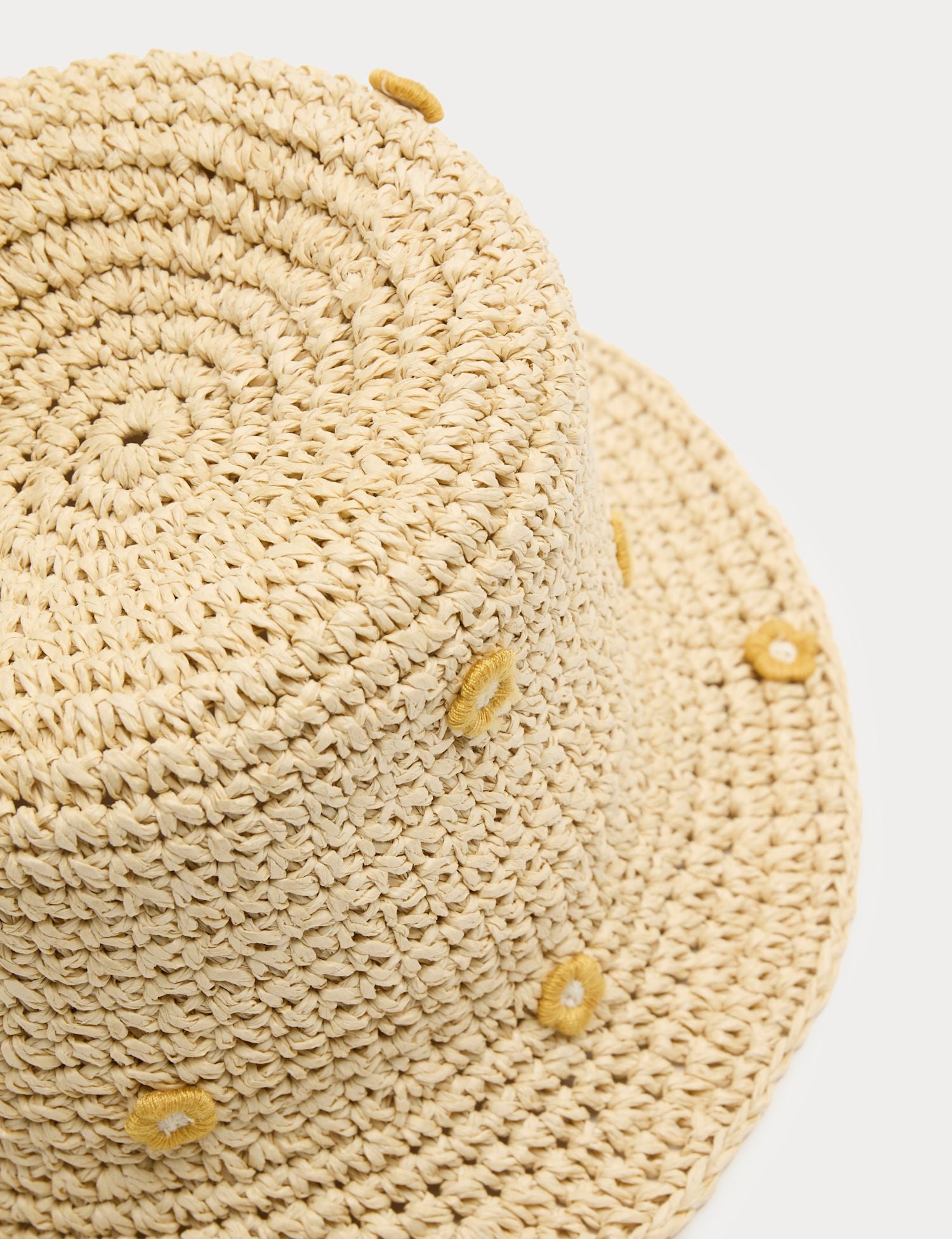 Kids’ Straw Raffia Embroidered Flower Hat