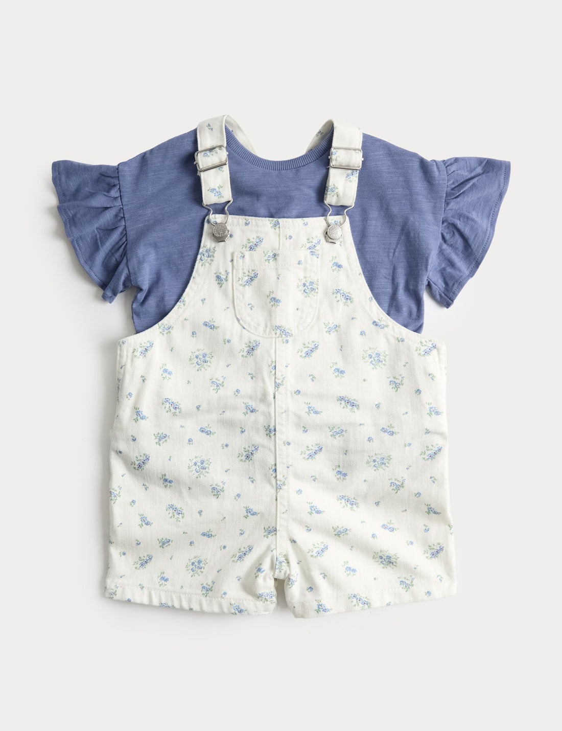 2 Piece Cotton Rich Dungaree Outfit (0-3 Yrs) - CREAM MIX / 12-18 Months
