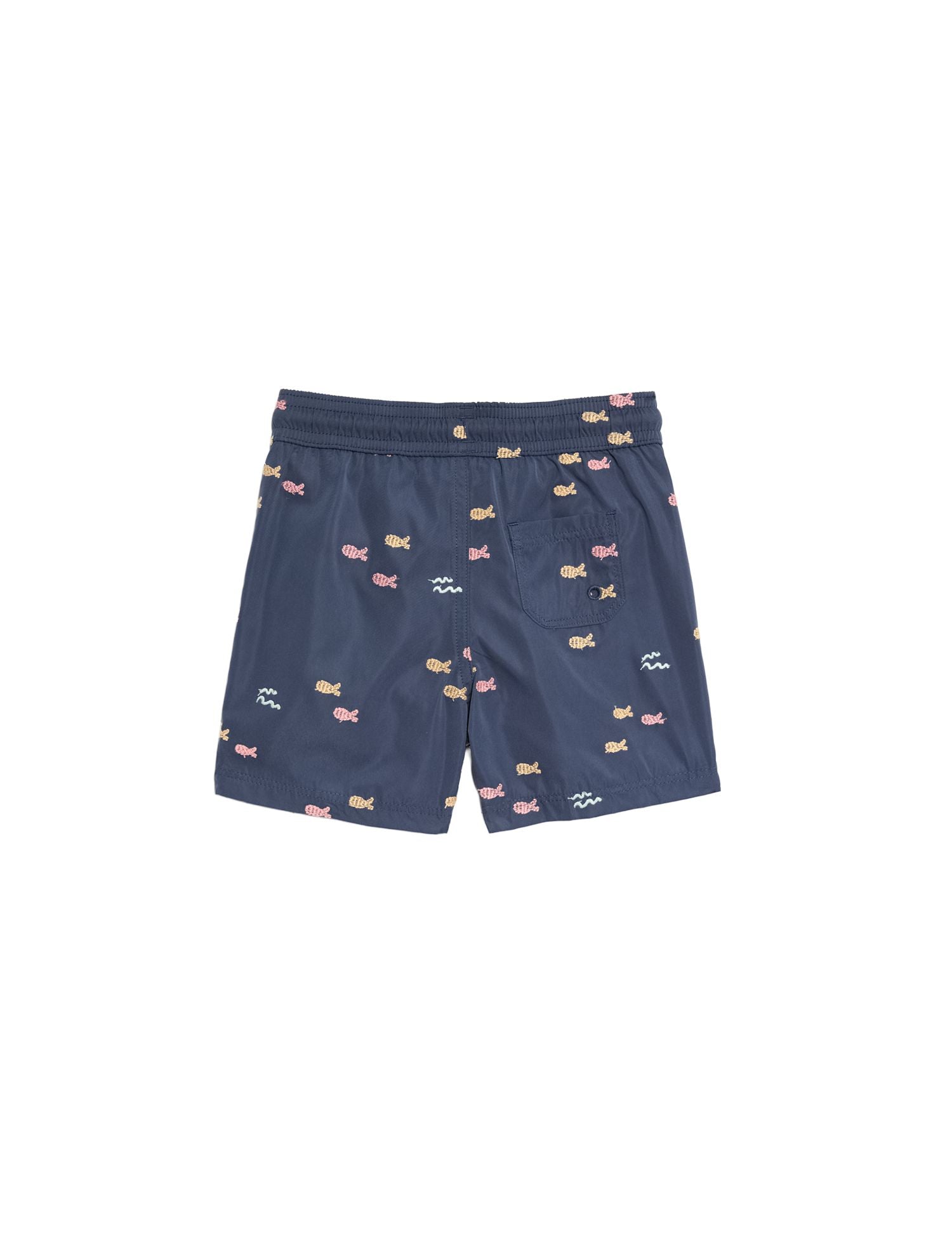 Fish Embroidered Navy Swim Shorts (0-5 Yrs)