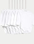 7 Pack Pure Cotton Long Sleeve Bodysuits (5lbs-3 Yrs) - WHITE / 12-18 Months