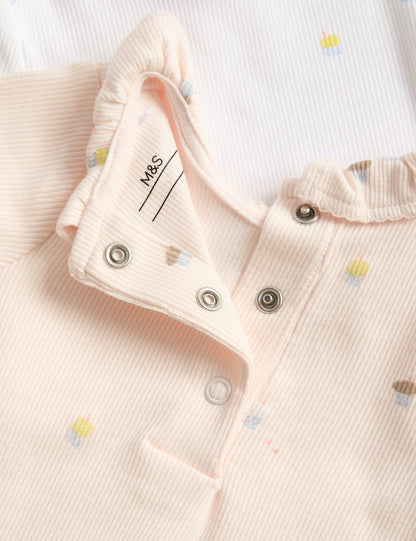 3 Pack Cotton Rich Cupcake Bodysuits (6½lbs-3 Yrs)
