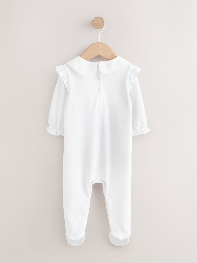 White Occasion Baby Sleepsuit (0-2yrs)