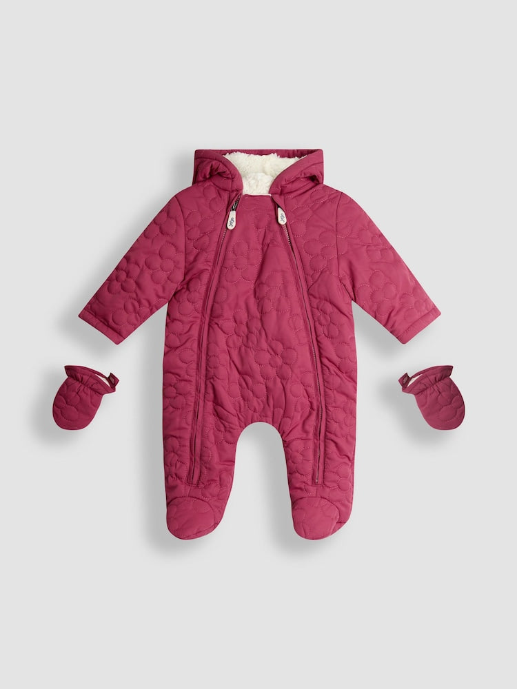 JoJo Maman Bébé Pink Floral Quilted Pramsuit