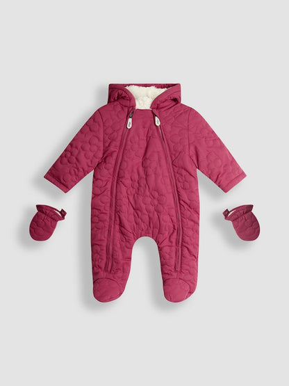 JoJo Maman Bébé Pink Floral Quilted Pramsuit