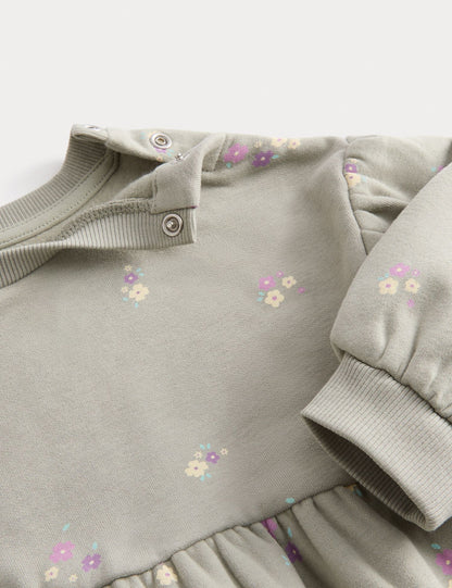 Cotton Rich Ditsy Floral Sweatshirt Dress (0-3 Yrs)