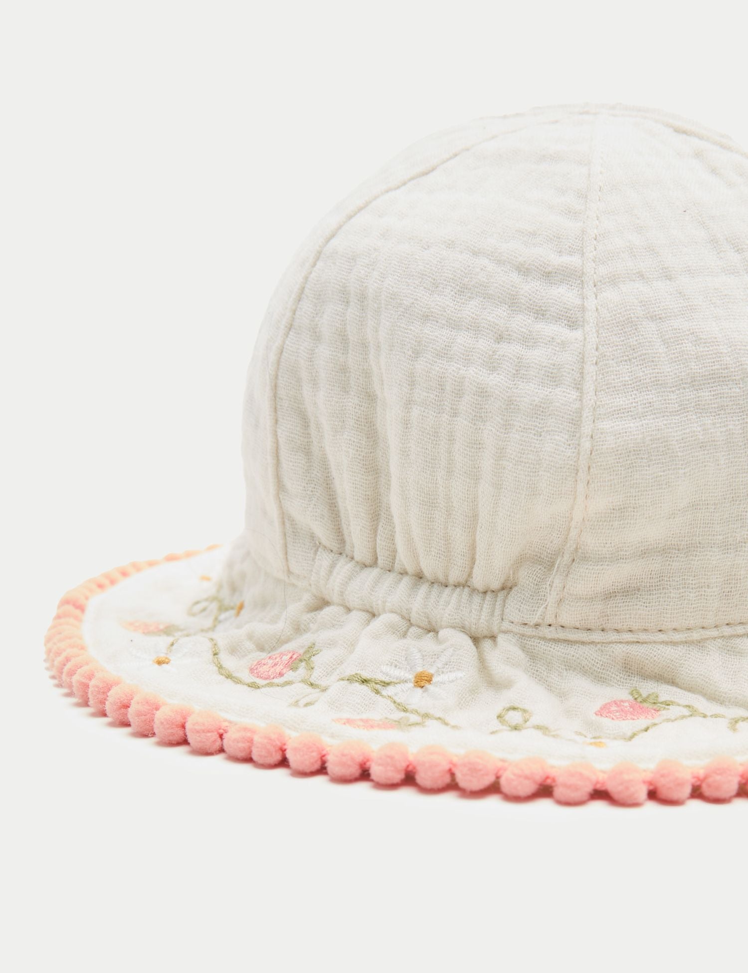 Pure Cotton Strawberry Bucket Hat (0-3 Yrs)