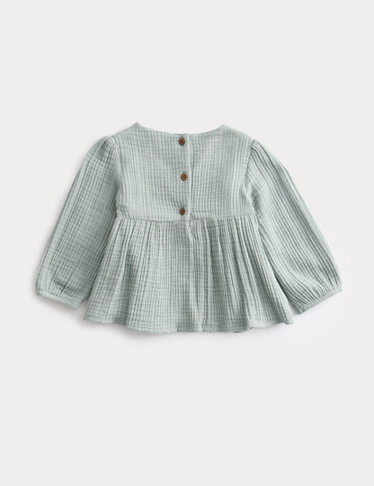 2pc Pure Cotton Smocked Outfit (0-24 Mths)